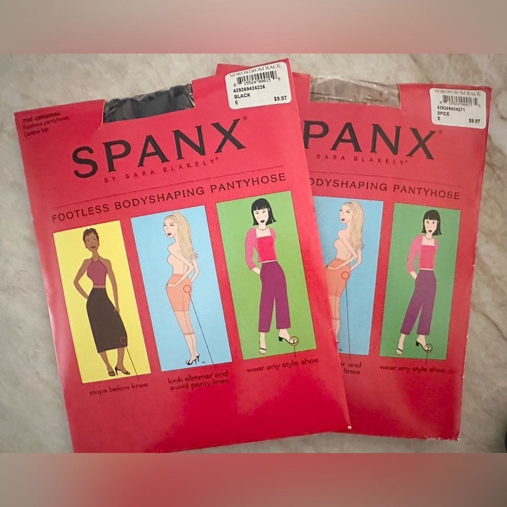 Set of 2 Spanx footless bodyshaping pantyhose size E Black and Spice